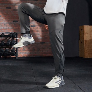 阿迪达斯速干裤子男夏季新款夏凉裤男士运动裤灰色薄款长裤HF8986