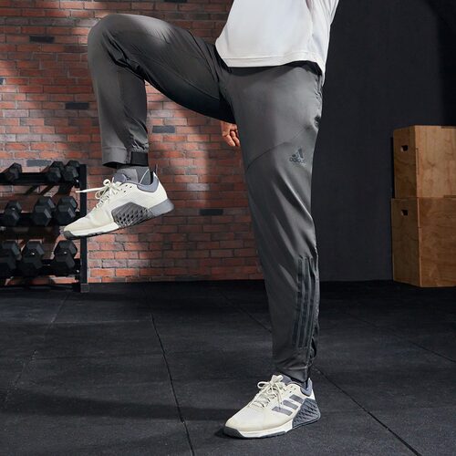 阿迪达斯速干裤子男夏季新款夏凉裤男士运动裤灰色薄款长裤HF8986