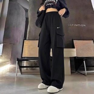 工装 裤 直筒卫裤 子抽绳运动裤 梭织薄款 新款 女裤 Nike耐克裤 宽松大码