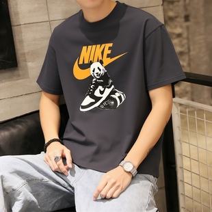 新款 Nike耐克正品 夏季 宽松半袖 运动上衣 熊猫印花T恤男子纯棉短袖