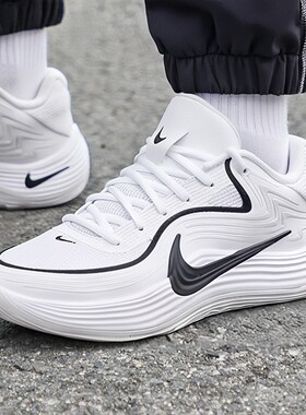 NIKE耐克新款春季比赛运动鞋缓震休闲鞋男鞋防滑耐磨白色篮球鞋