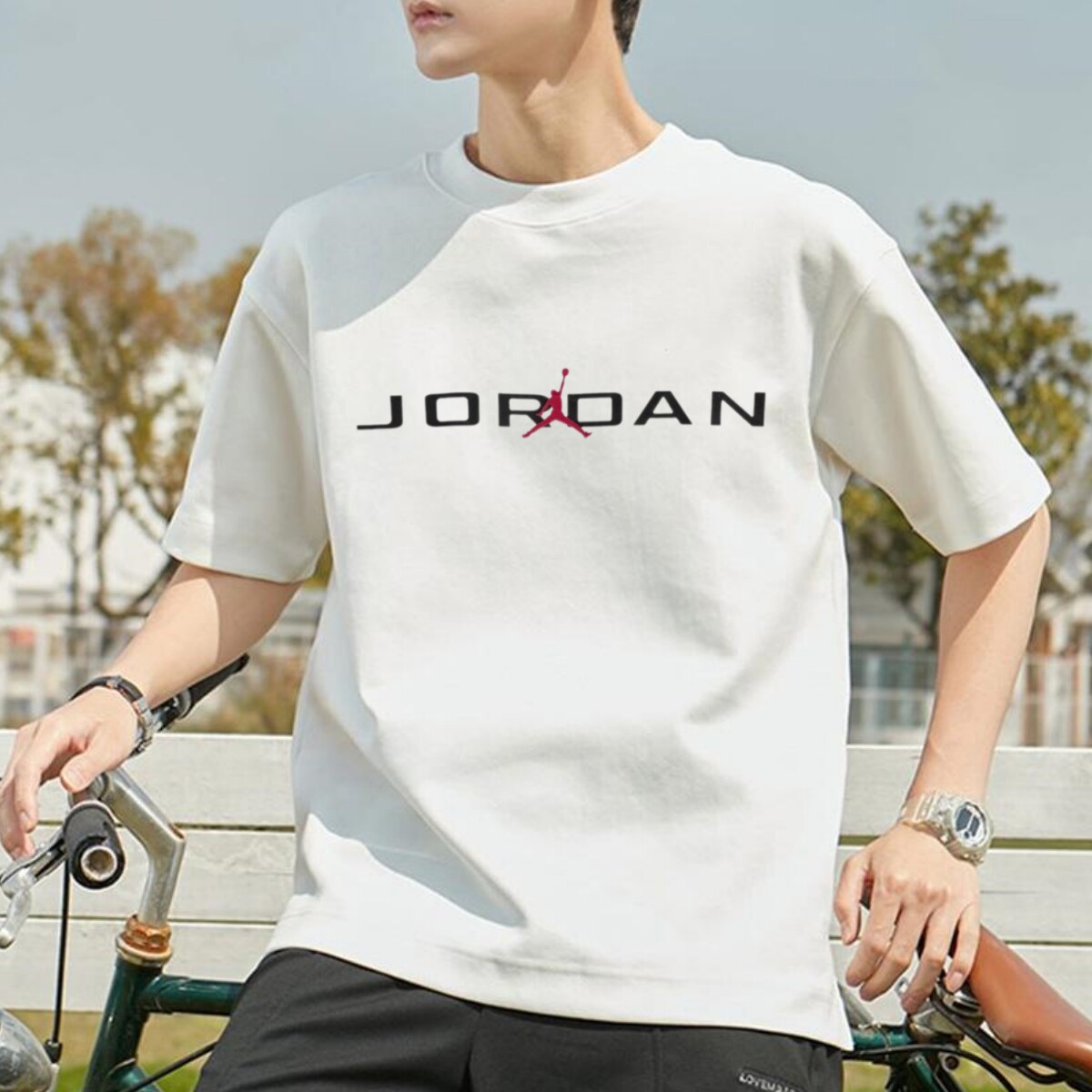 Jordan乔丹纯棉白T恤正品AJ篮球短袖2025夏季新款男子运动服上衣