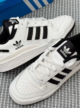 阿迪达斯三叶草熊猫鞋男女鞋新款黑白情侣鞋Forum84Low复古休闲鞋