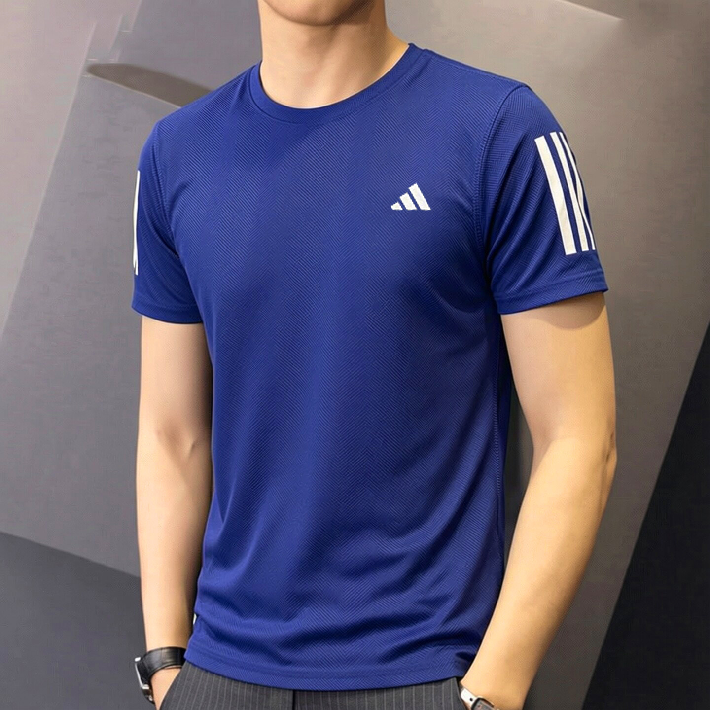 adidas阿迪达斯短袖男夏季新款训练半袖男蓝色运动T恤男士速干衣