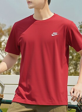 NIKE耐克红色T恤男士运动短袖正品2026新款本命年半袖宽松体恤衫