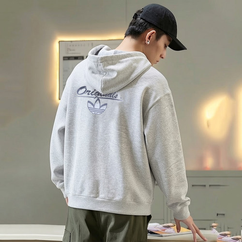 阿迪达斯三叶草外套男春季新款复古宽松篮球针织连帽夹克棉运动服