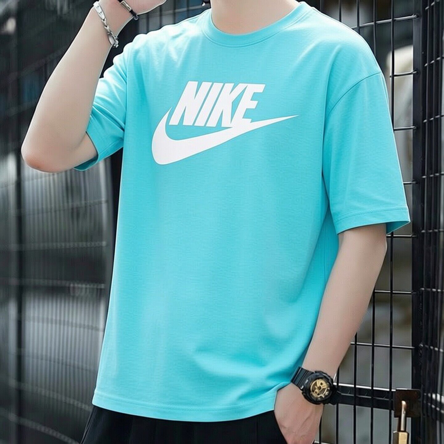 Nike耐克大logo印花短袖夏季新款纯棉T恤男士健身运动上衣训练服