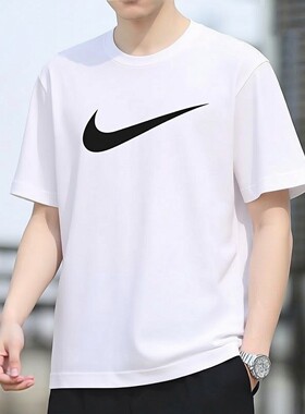 Nike耐克纯棉短袖白色Nike正品男女半袖上衣宽松透气休闲运动T恤