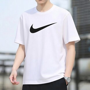 上衣宽松透气休闲运动T恤 男女半袖 Nike耐克纯棉短袖 白色Nike正品