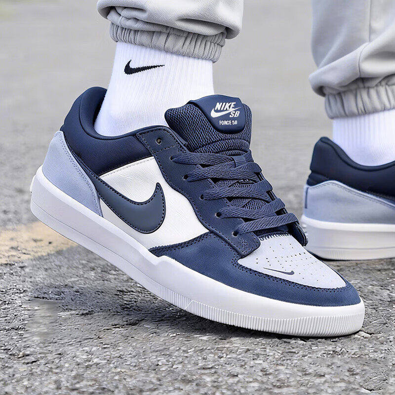 NIKE耐克男鞋夏季SB Force 58滑板鞋时尚翻毛皮轻便低帮休闲鞋子