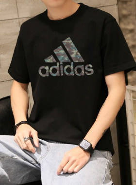 阿迪达斯短袖男2026夏季新款休闲运动上衣纯棉透气男士T恤GK9120