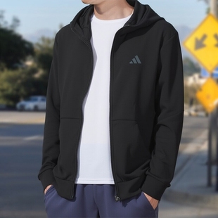 阿迪达斯外套男秋季新款针织连帽运动服休闲上衣卫衣防风夹克开衫