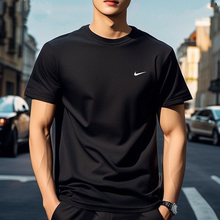 黑色冰丝短袖Nike耐克正品男子健身跑步运动T恤夏季新款速干上衣