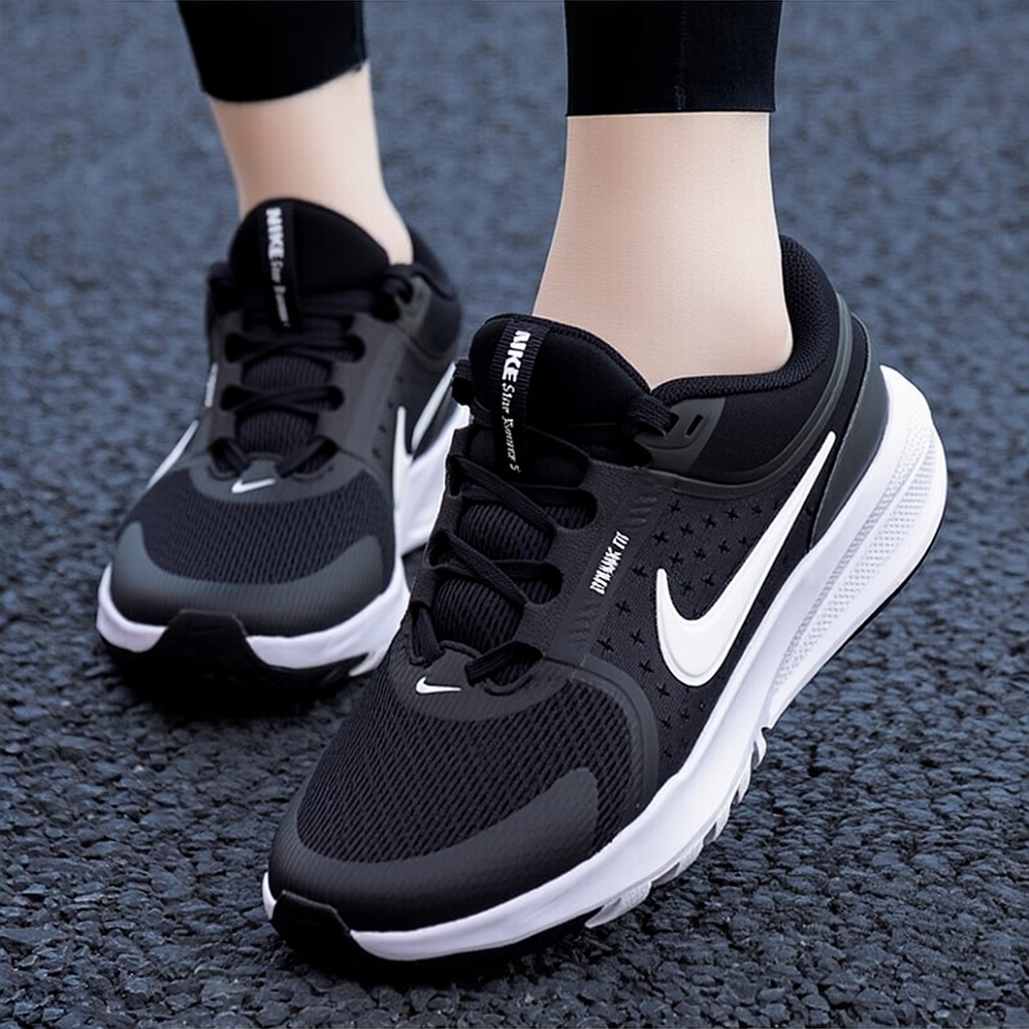 Nike耐克黑色鞋子2026年新款女鞋厚底跑步鞋正品运动鞋网鞋HF7004