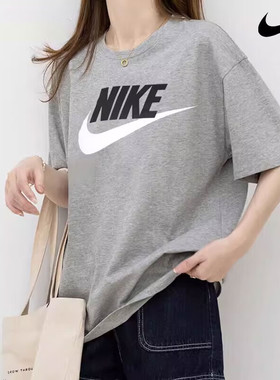 耐克情侣装灰色短袖夏季纯棉宽松半袖运动服显瘦T恤男女装AR5005