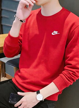 红色卫衣Nike耐克男装圆领宽松保暖防风休闲服运动服套头衫FN3889