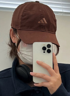 阿迪达斯棒球帽男帽女帽春季纯棉遮阳帽棕色运动帽子灯芯绒鸭舌帽