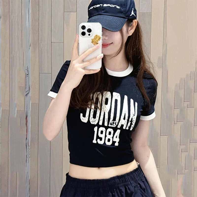 耐克短袖T恤女装25夏季新款JORDAN运动服短款修身半袖衫休闲上衣