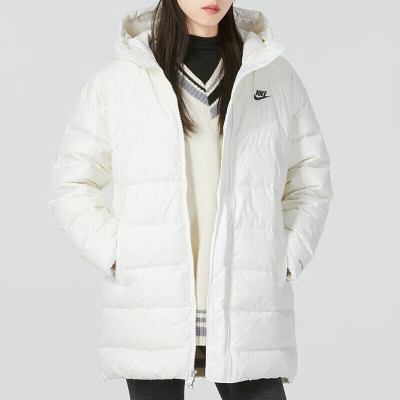 耐克防风保暖连帽中长款女羽绒服