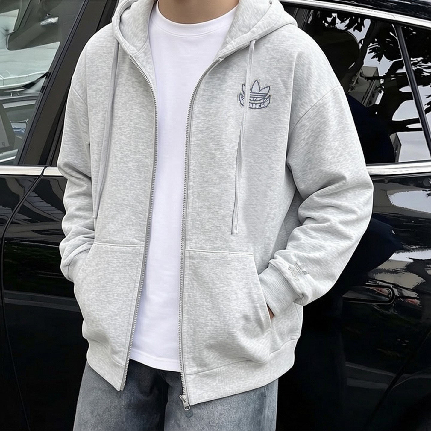 阿迪达斯三叶草灰色外套男春季新款针织宽松连帽衫大码运动服上衣,运动服/休闲服装,运动茄克/外套,淘宝优惠券,粉丝福利购,淘宝优惠卷