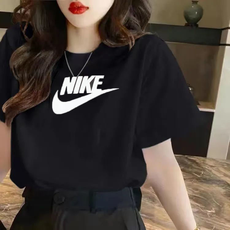 Nike耐克圆领T恤女透气短袖纯棉纯色圆领瑜伽服训练跑步运动半袖