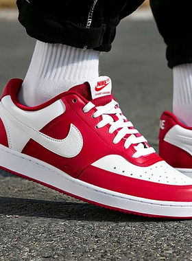 NIKE耐克男鞋秋季新款运动鞋简版空军一号休闲鞋红勾低帮板AQ1774