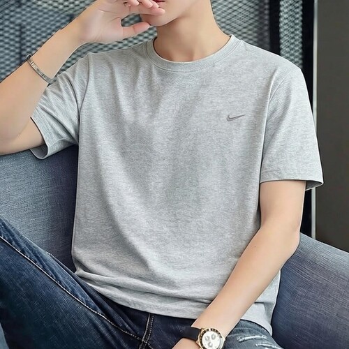 Nike耐克夏季新款短袖灰色男士T恤针织速干运动服透气上衣训练服