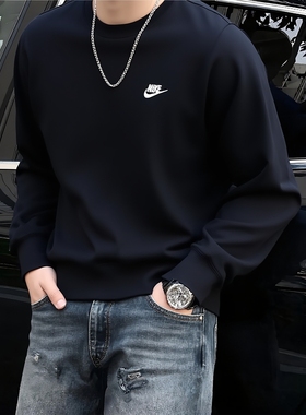 黑色卫衣耐克男装25秋冬新款宽松大码篮球圆领套头衫运动服FN3889