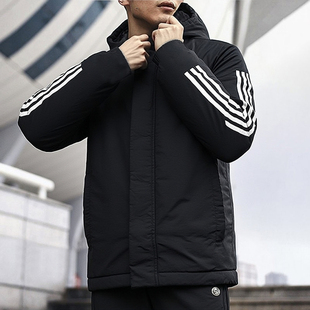 中长款棉服男adidas阿迪达斯运动棉袄秋冬新款连帽加厚外套男棉衣
