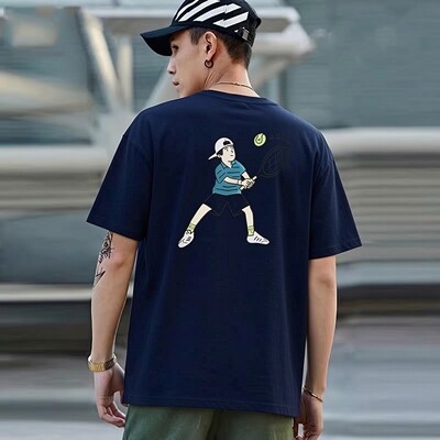 阿迪达斯T恤男夏季新款纯棉复古宽松印花半袖美式男士短袖KC5319