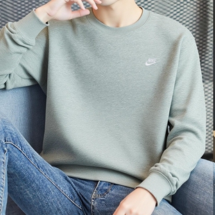 灰色卫衣Nike耐克正品圆领套头衫针织棉上衣秋季新款男士运动外套