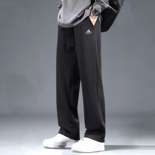 男秋季 纯棉男裤 新款 运动直筒裤 子IC9425 宽松大码 阿迪达斯针织长裤