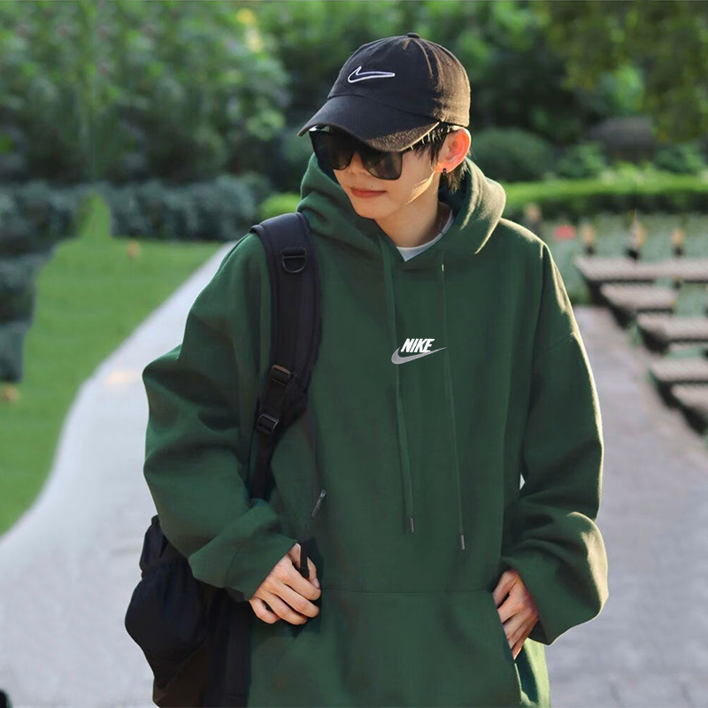 耐克绿色连帽圆领卫衣宽松篮球服