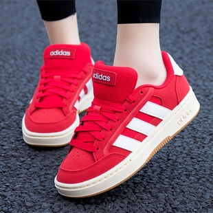 阿迪达斯红色板鞋女鞋秋冬新款潮流运动鞋轻便时尚休闲面包鞋