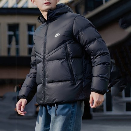 耐克羽绒服男25秋冬新款保暖加厚外套运动服宽松短款面包服DV1132