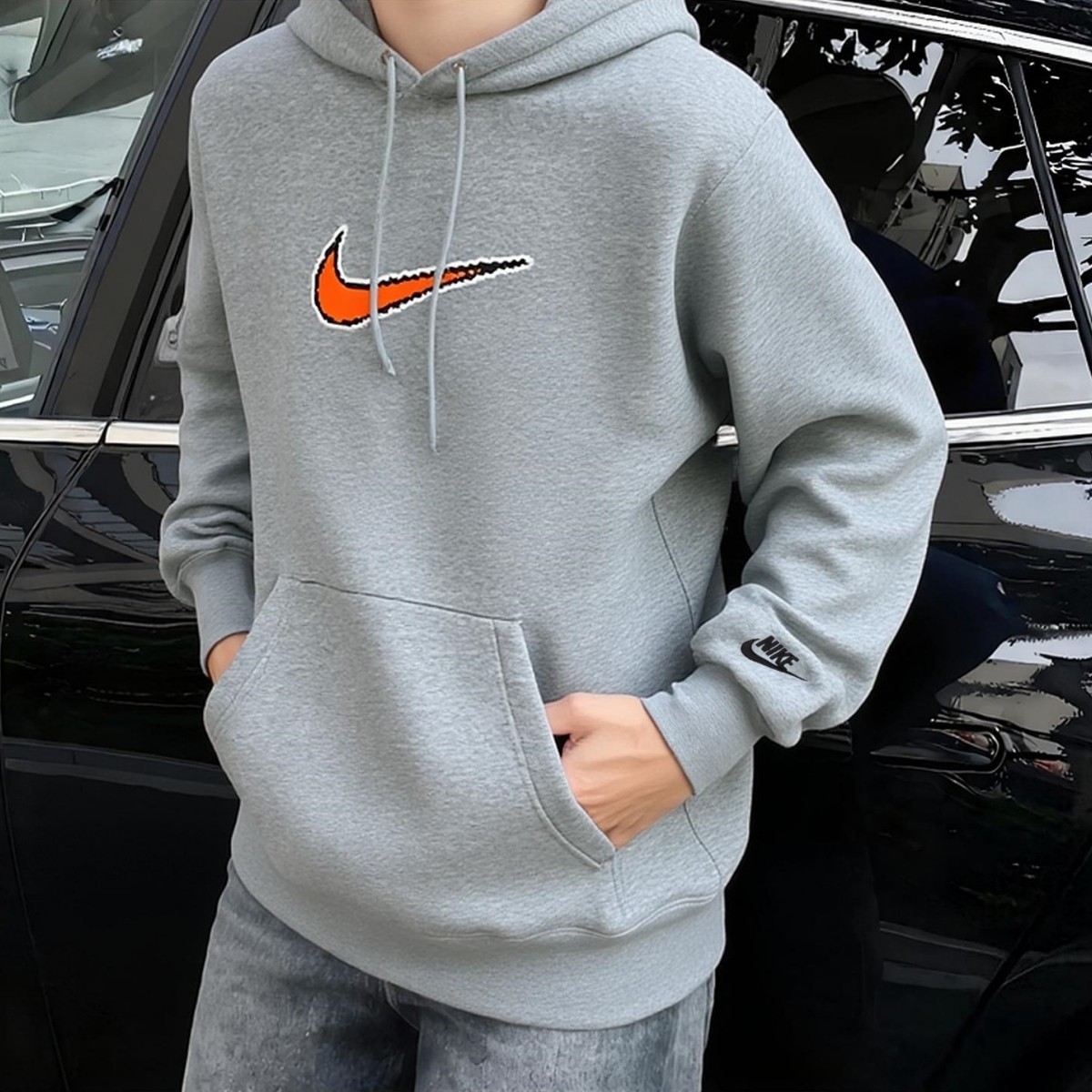 Nike耐克正品加绒卫衣男士新款印花运动服厚款上衣连帽外套HV0855