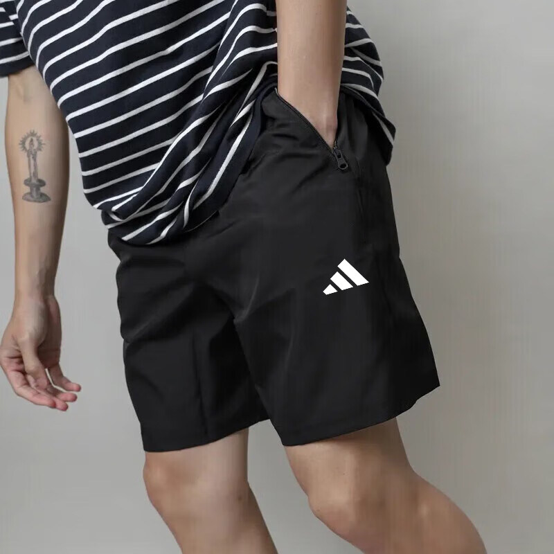 阿迪达斯男裤夏季拉链口袋运动裤健身短裤跑步快干训练裤休闲裤