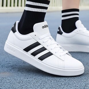 阿迪达斯男鞋女鞋夏季新款皮面复古小白鞋简约网球低帮情侣板鞋女