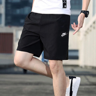 Nike耐克短裤正品纯棉运动裤黑色男裤新款五分裤宽松休闲裤BV2773