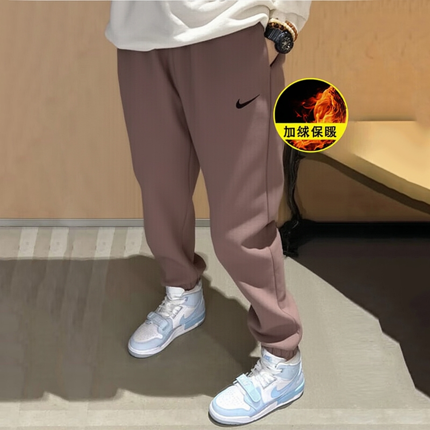 耐克加绒女裤束脚Nike宽松保暖裤跑步防风训练正品运动长裤DQ5888