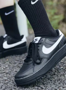 NIKE耐克女鞋板鞋防滑耐磨减震厚底运动鞋低帮黑色休闲鞋 FQ6476