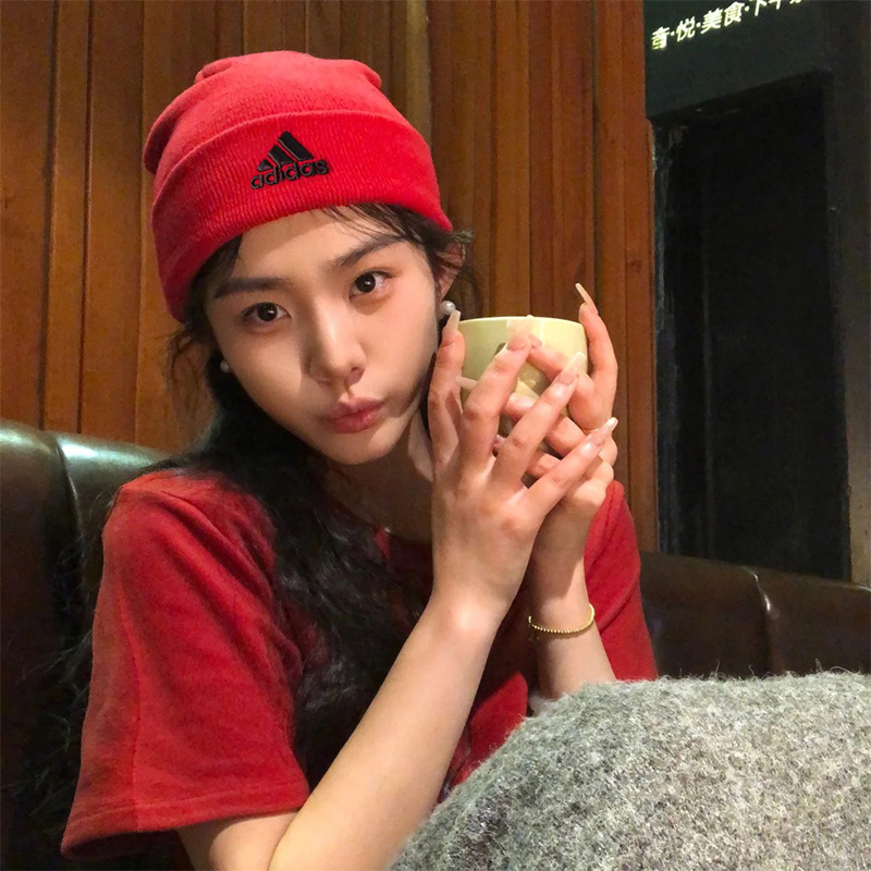 阿迪达斯针织帽女冬季新款保暖运动包头复古冷帽大头围毛线帽男帽