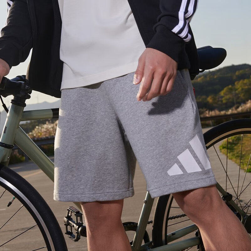 阿迪达斯针织短裤男夏季新款美式复古运动宽松篮球棉质灰色五分裤