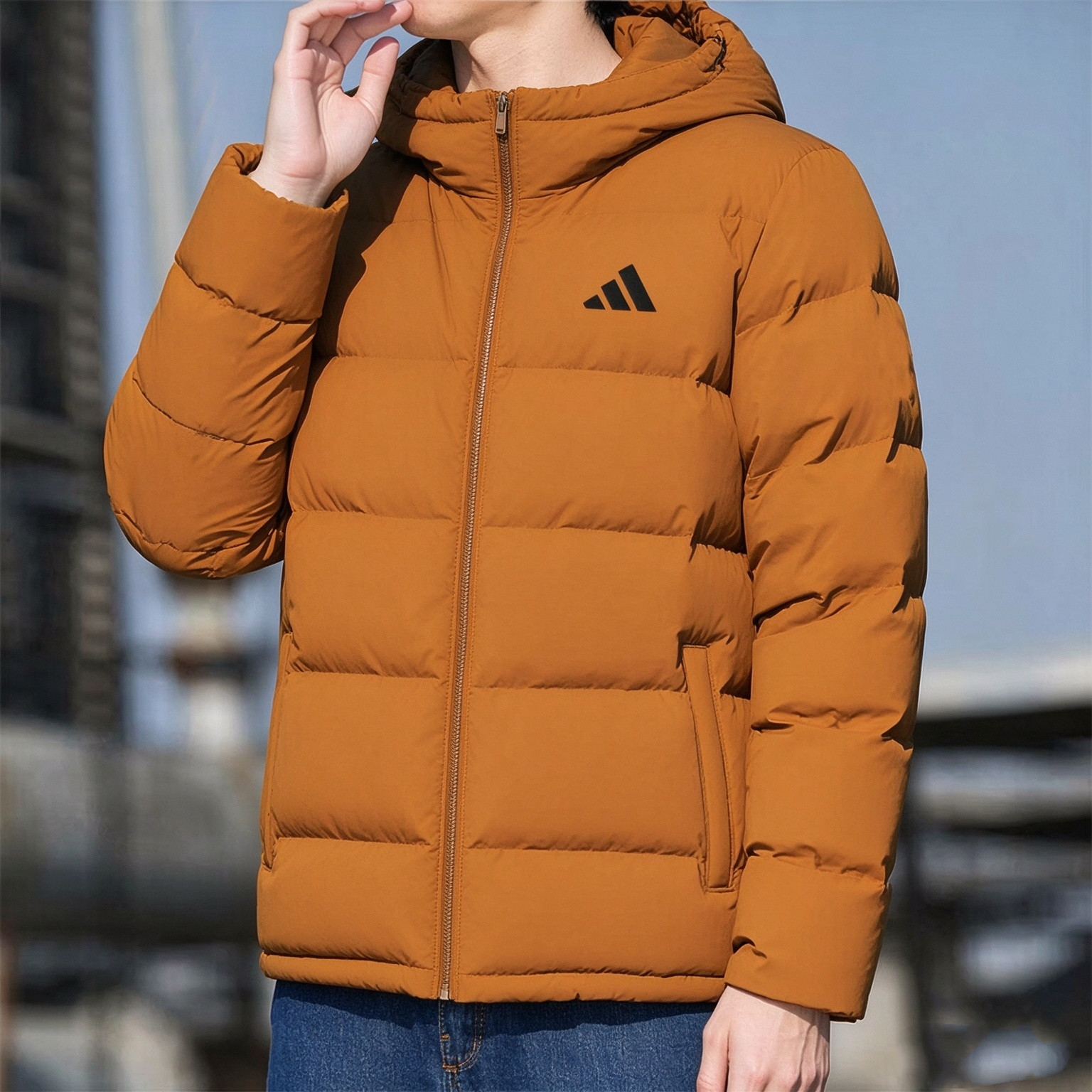 阿迪达斯羽绒服外套男士冬季加厚保暖男款运动休闲连帽羽绒夹克