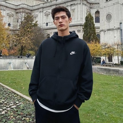 冬季新款连帽加绒外套Nike耐克运动夹克正品保暖男装针织休闲上衣