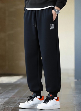 Jordan乔丹加绒裤子冬季新款AJ篮球长裤厚款男裤针织运动裤小脚裤