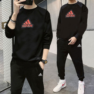 阿迪达斯运动套装男2025秋季新款纯棉卫衣男士打底衫宽松长裤子