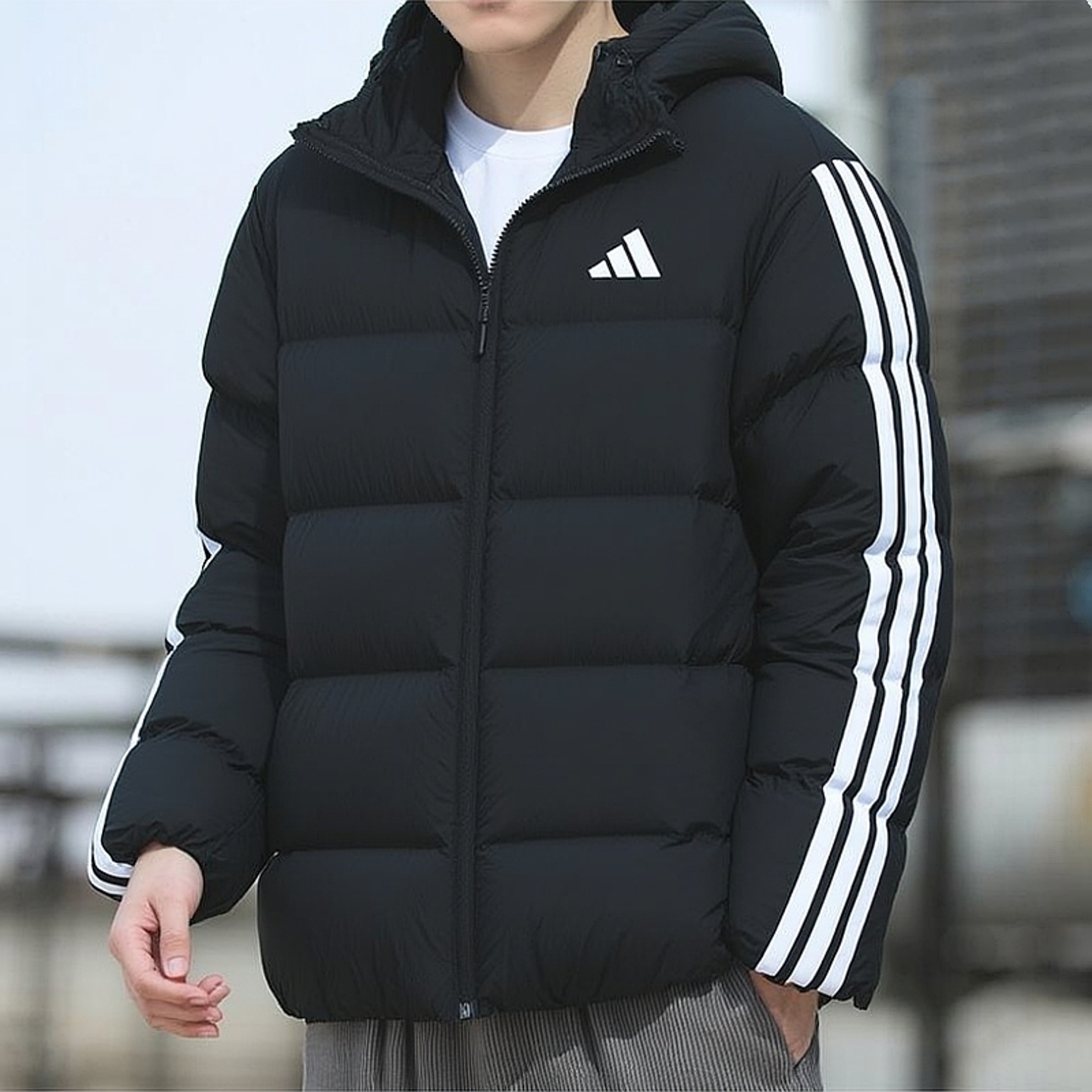 阿迪达斯羽绒服男冬季男士外套休闲连帽面包服运动服休闲加厚保暖