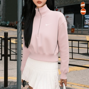 半拉链卫衣Nike耐克正品加绒外套女士厚款运动服冬季新款针织上衣