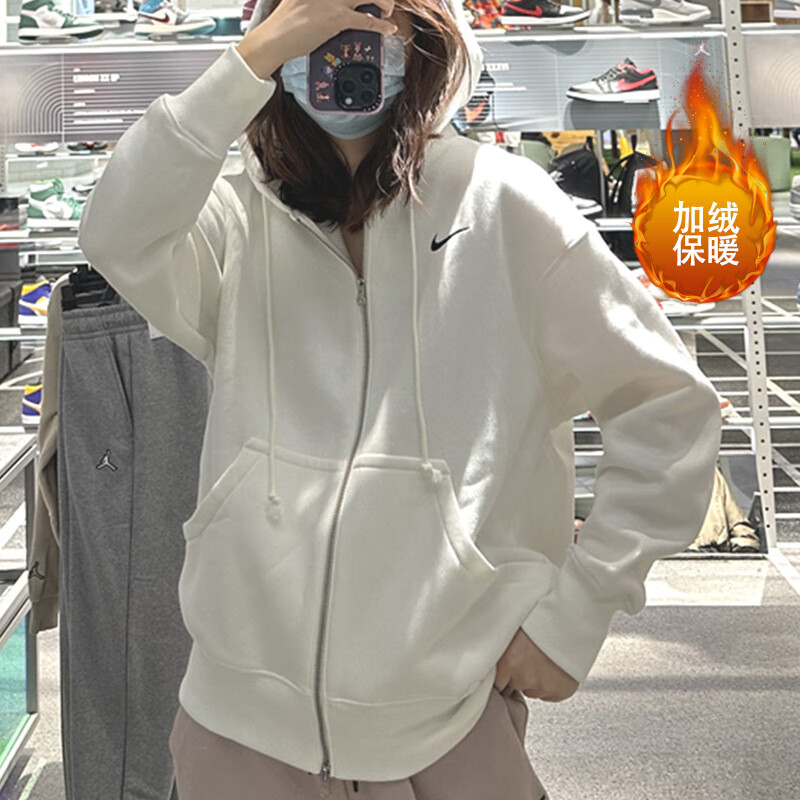 Nike耐克新款加绒外套厚款女装保暖休闲上衣防风宽松运动装DQ5759